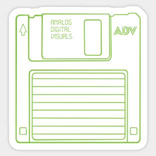 Floppy Disk (Yellow-Green Lines) Analog/ Computer Sticker